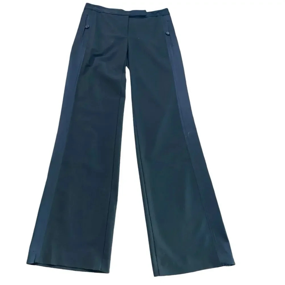 Bebe Black Y2K straight let Pant with contrast Size 4 made in USA
